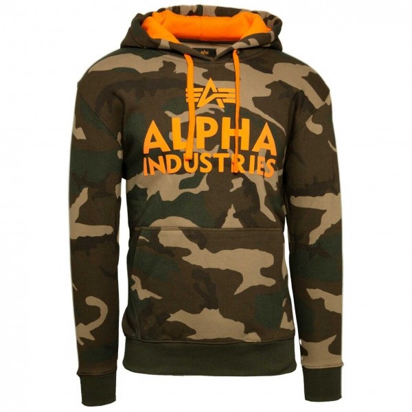 Alpha Industries 143302 Foam Print Hoodie Kapuzen Sweat camouflage orange
